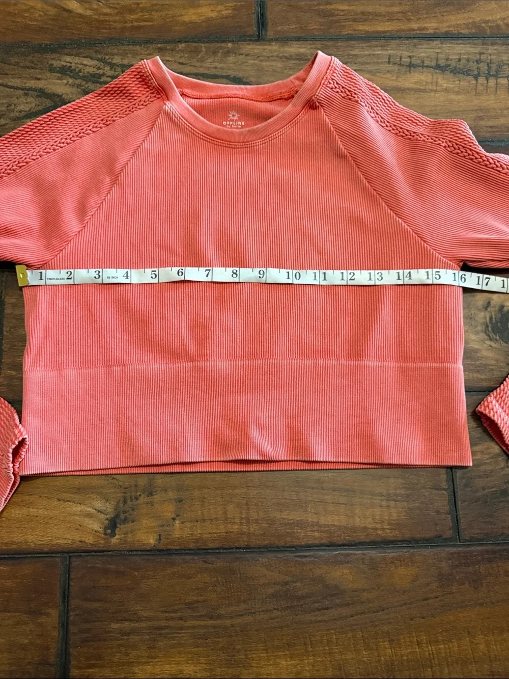 aerie Coral Long-Sleeve Crop Top